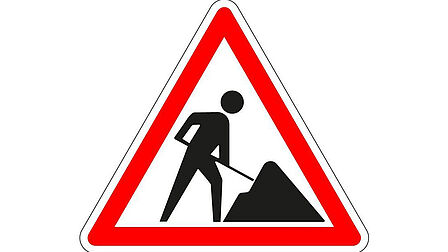 decoratief beeld van verkeersbord 'werk aan de weg'