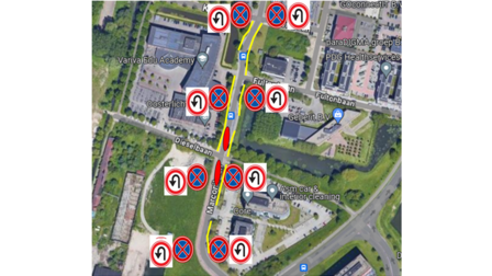Kaart van Rijnhuizen met verkeersborden