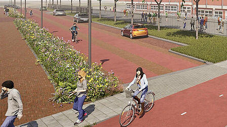 Impressie van een fietsstraat
