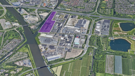 Kaart met Liesbosch-west uitgelicht in paars