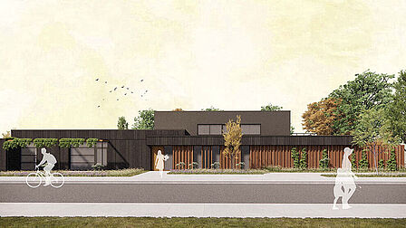 Illustratie van de ingang van een gebouw