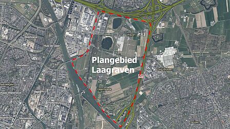 Kaartje met het plangebied Laagraven uitgelicht