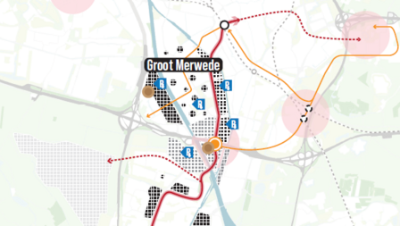 Kaart van Groot Merwede en verbindingen