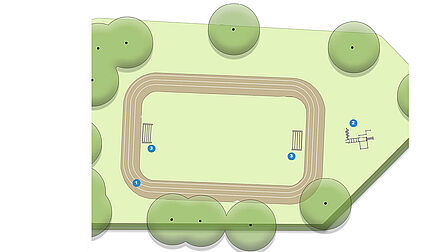 Plattegrond sportplek met nummers