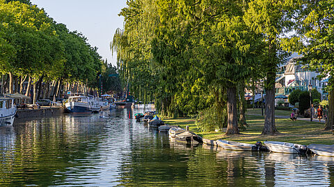 Afbeelding van een gracht in Vreeswijk met groen