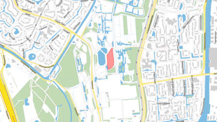 Kaart met de locatie van het evenemententerrein in Park Oudegein