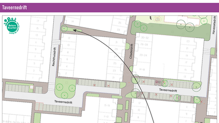 Kaart met ontwerp voor de Taveernedrift