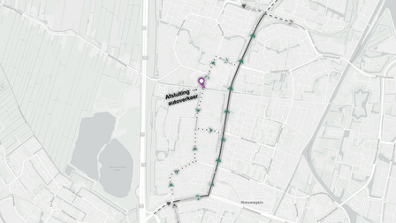 Kaart met locatie afsluiting Batauweg en omleiding A.C. Verhoefweg