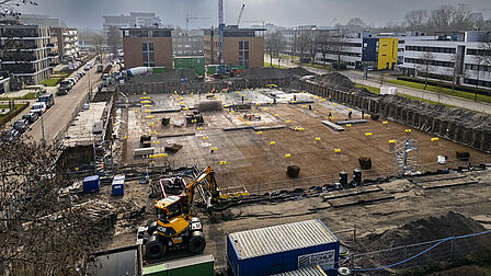 Luchtfoto van een bouwput