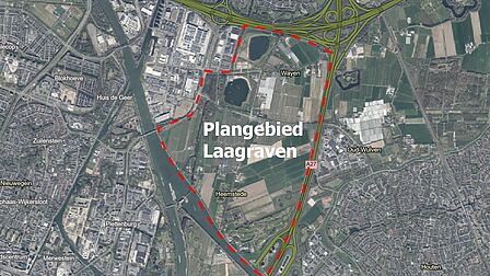 Kaartje met het plangebied Laagraven uitgelicht