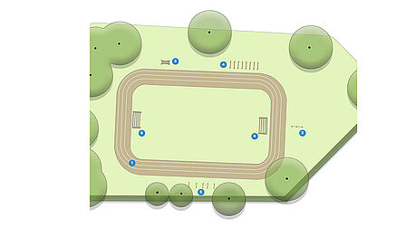 Plattegrond sportplek met nummers