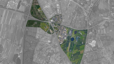 Kaart waarop de A12-zone is uitgelicht in kleur