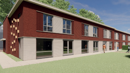 Illustratie Huis Mandala gezien vanaf de tuin noordoost