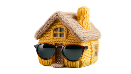 Gebreid huis met zonnebril